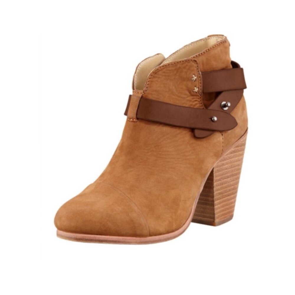 Rag & Bone Harrow Nubuck Ankle Booties Cognac Brown